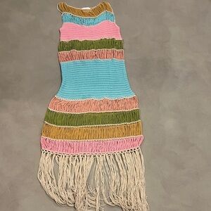 MARBLE Yellow and Teal Fringe Detail